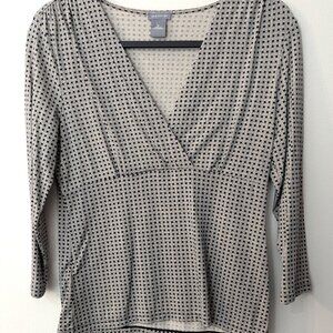 Ann Taylor Women's Faux Wrap Geometric Print Top. Size Medium